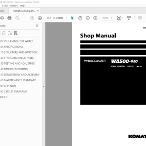 Komatsu WA500-8E0 Wheel Loader Shop Manual VENBM55000 PDF