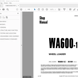 Komatsu WA600-1 Wheel Loader Shop Manual CEBM000800 PDF
