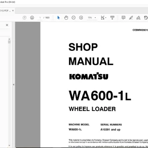 Komatsu WA600-1L Wheel Loader Shop Manual CEBMW26010 - PDF DOWNLOAD
