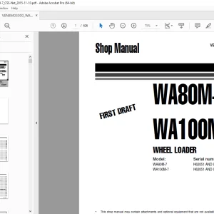 Komatsu WA80M-7,WA100M-7 Wheel Loader Shop Manual VENBM03000 PDF