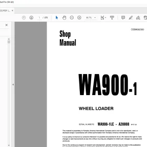 Komatsu WA900-1 Wheel Loader Shop Manual CEBM002300 - PDF DOWNLOAD