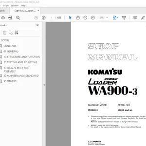 Komatsu WA900-3 Avance Loader Shop Manual SEBM013522 PDF