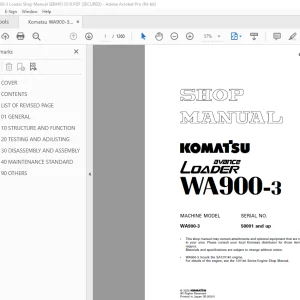 Komatsu WA900-3 Loader Shop Manual SEBM013519 PDF