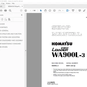 Komatsu WA900L-3 Avance Loader Shop Manual SEBM035708 - PDF DOWNLOAD 
