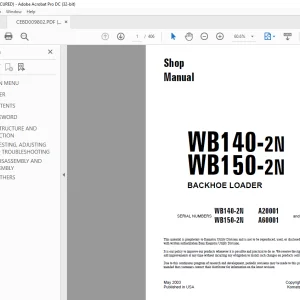 Komatsu WB140-2N WB150-2N BACKHOE LOADER Shop Manual CEBM009802 PDF