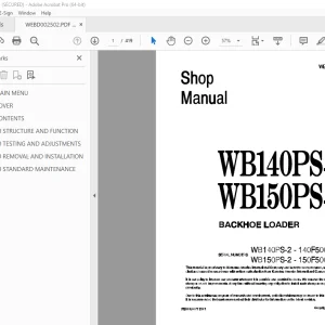 Komatsu WB140PS-2 WB150PS-2 Backhoe Loader Shop Manual PDF