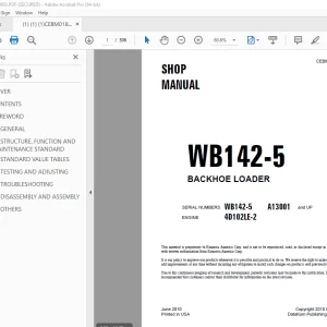 Komatsu WB142-5 Backhoe Loader Shop Manual CEBM018903 PDF