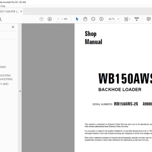 Komatsu WB150AWS-2N BACKHOE LOADER Shop Manual CEBM011300 PDF