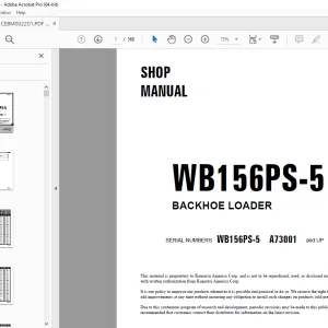 Komatsu WB156PS-5 BACKHOE LOADER Shop Manual CEBM002201 PDF