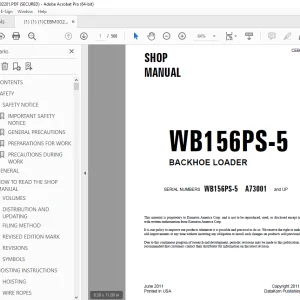 Komatsu WB156PS-5 Backhoe Loader Shop Manual PDF