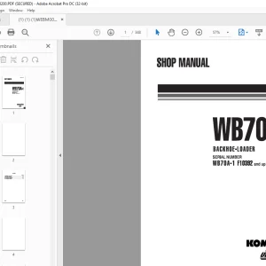 Komatsu WB70A-1 Backhoe Loader Shop Manual WEBM003200 PDF