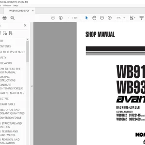 Komatsu WB91R-2 WB93R-2 Avance Backhoe Loader Shop Manual WEBM000404 PDF