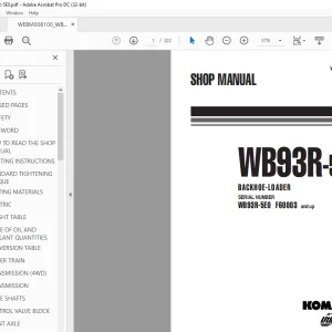Komatsu WB93R-5E0 Backhoe Loader Shop Manual WEBM008100 PDF