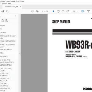 Komatsu WB93R-5E0 Backhoe Loader Shop Manual WEBM008102 PDF