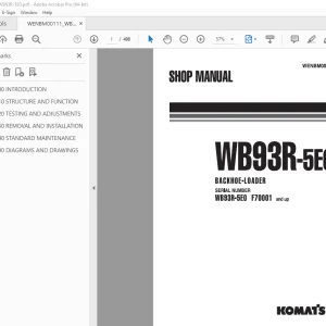 Komatsu WB93R-5E0 Backhoe Loader Shop Manual WENBM00111 PDF