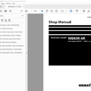 Komatsu WB93R-8R Backhoe Loader Shop Manual WENBM00170 PDF
