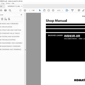 Komatsu WB93R-8R Backhoe Loader Shop Manual WENBM00170 PDF