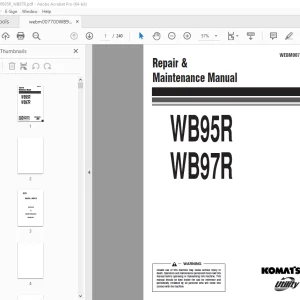 Komatsu WB95R WB97R Backhoe Loader Repair & Maintenance Manual WEBM007700 PDF  
