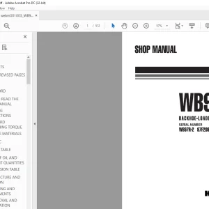 Komatsu WB97R-2 Backhoe-Loader Shop Manual WEBM001003 - PDF DOWNLOAD