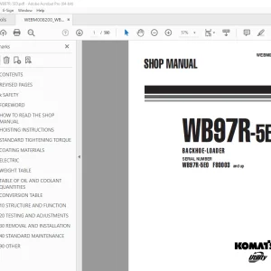 Komatsu WB97R-5E0 Backhoe-Loader Shop Manual WEBM008200 PDF
