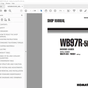 Komatsu WB97R-5E0 Backhoe Loader Shop Manual WENBM00090 PDF