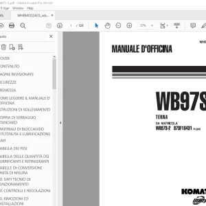 Komatsu WB97S-2 Terna Manuale d'officina WHBM002403 PDF