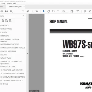 Komatsu WB97S-5E0 Backhoe-Loader Shop Manual WEBM008400 PDF