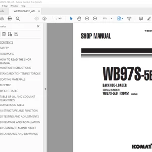 Komatsu WB97S-5E0 Backhoe Loader Shop Manual WEBM008402 PDF