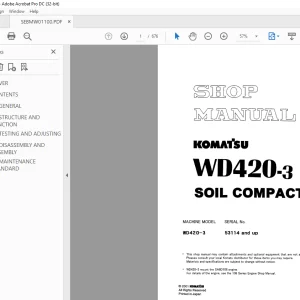 Komatsu WD420-3 SOIL COMPACTOR Shop Manual SEBMW01100 PDF