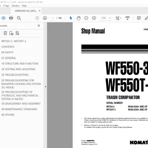 Komatsu WF550-3 WF550T-3 Trash Compaktor Shop Manual PDF