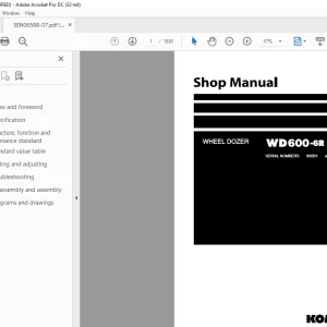 Komatsu WHEEL DOZER WD600-6R Shop Manual SEN06588-07 PDF