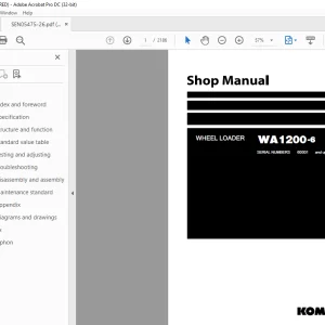 Komatsu WHEEL LOADER  WA1200-6 Shop Manual SEN05475-26 - PDF DOWNLOAD