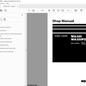Komatsu WHEEL LOADER WA320 -6 WA320PZ-6 Shop Manual SEN04162-16 PDF