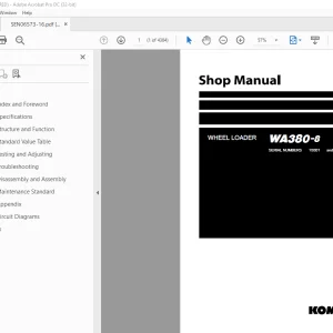 Komatsu WHEEL LOADER WA380-8 Shop Manual SEN06573-16 - PDF
