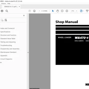 Komatsu WHEEL LOADER WA470-8 Shop Manual SEN06514-21 PDF