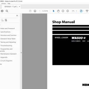 Komatsu WHEEL LOADER WA500-8 Shop Manual SEN06581-17 - PDF