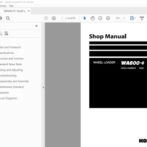 Komatsu WHEEL LOADER WA600-8 Shop Manual SEN06579-18 PDF