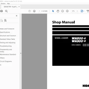 Komatsu WHEEL LOADER WA800-8 WA900-8 Shop Manual SEN06799-14  PDF