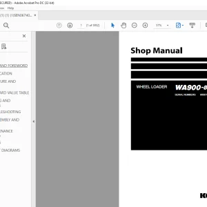Komatsu WHEEL LOADER WA900-8 Shop Manual SEN06740-04 - PDF