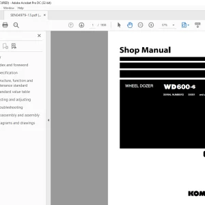 Komatsu WHEEL LOADER  WD600-6 Shop Manual SEN04979-13 PDF