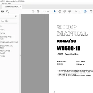 Komatsu Wheel Dozer WD600-1H Shop Manual SEBMW01501 - PDF DOWNLOAD