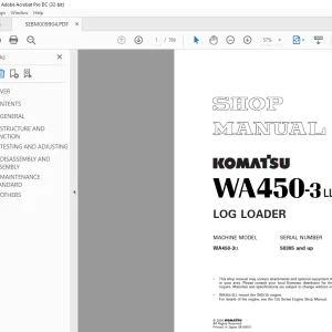 Komatsu Wheel Loader Log WA450-3LL Shop Manual SEBM009904 - PDF DOWNLOAD