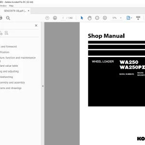 Komatsu Wheel Loader WA250-6 WA250PZ-6 Shop Manual SEN03979-08 PDF