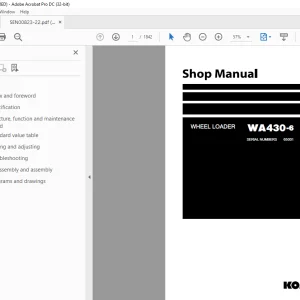 Komatsu Wheel Loader WA430-6 Shop Manual SEN00823-22 - PDF DOWNLOAD