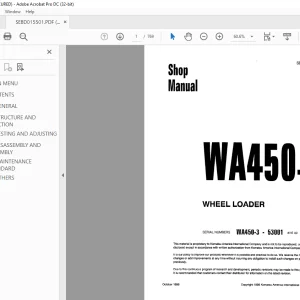 Komatsu Wheel Loader WA450-3 Shop Manual SEBMOl5501 - PDF DOWNLOAD