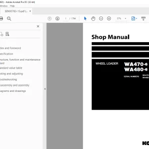 Komatsu Wheel Loader WA470-6 WA480-6 Shop Manual SEN00783-15 PDF
