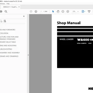Komatsu Wheel Loader WA600-6R Shop Manual SEN02211-14 - PDF DOWNLOAD