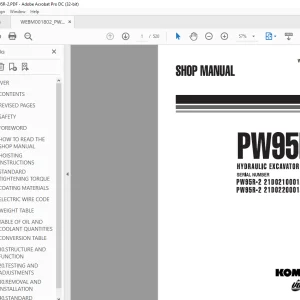 Komatsu Wheeled Excavator PW95R-2 Shop Manual WEBM001802 PDF