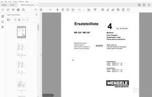 Mengele MB220 MB300 Corn Chopper Parts Manual - PDF DOWNLOAD
