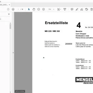 Mengele MB220 MB300 Corn Chopper Parts Manual - PDF DOWNLOAD